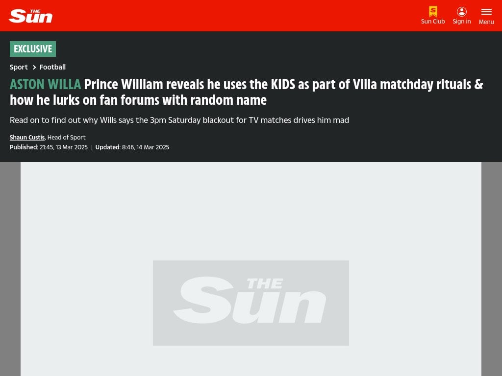 Prince William reveals he uses the KIDS as part of Villa matchday rituals & how he lurks on fan forums with random name