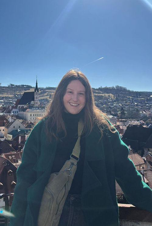 Travel Weekly's Brinley Hineman in Cesky Krumlov. Travel Weekly's Brinley Hineman in Cesky Krumlov.