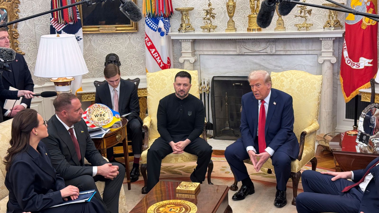 President Donald Trump meets with Ukraine president Volodymyr Zelenskyy in the Oval Office at the White House in Washington. Photograph: Mstyslav Cherno/AP