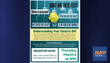 Upcountry Energy Resilience Project hosts discussion: ‘Understanding Your Electric Bill’ : Maui Now