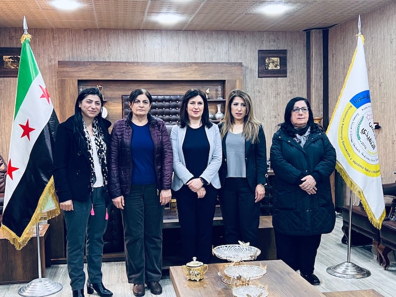 DAANES women leaders Adalat Omar, Siham Kareo, Aveen Swaid, Reema Barakat and Regina Ahmed