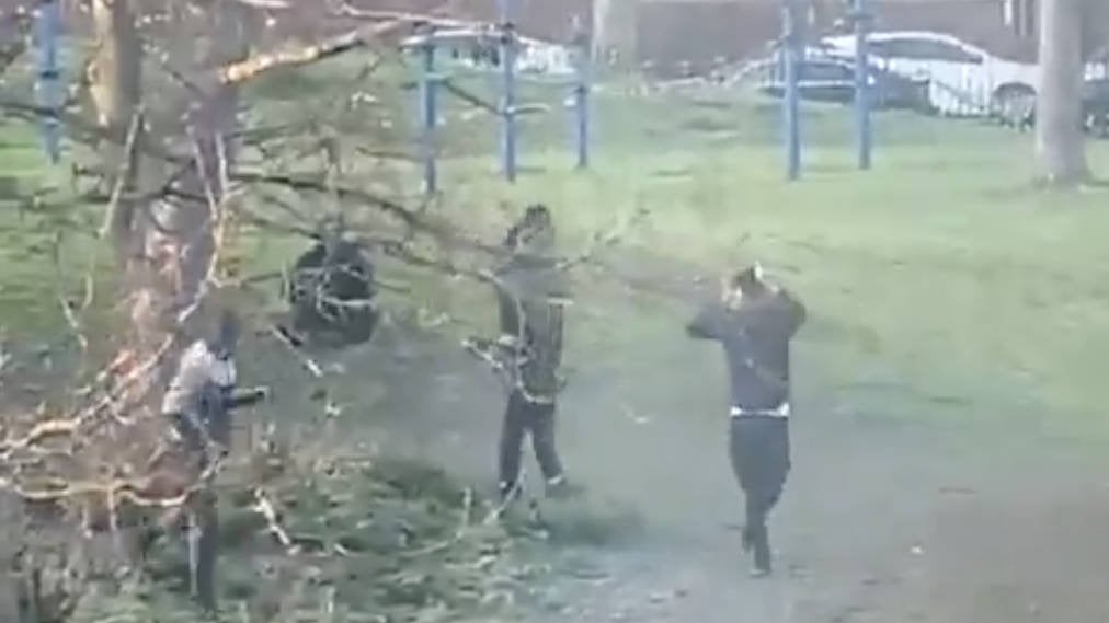 Horror in east London park as boy stabbed after being thrown to ground by hooded thugs - with attackers still at large