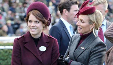 Zara Tindall and Princess Eugenie twin in maroon at Cheltenham