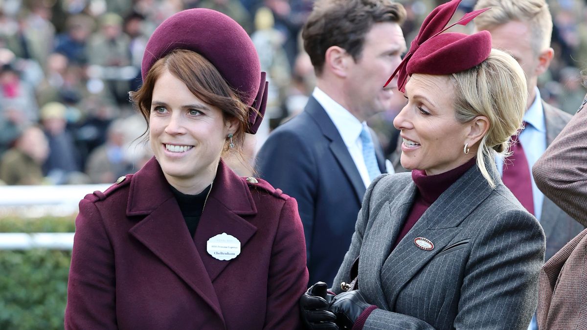Zara Tindall and Princess Eugenie twin in maroon at Cheltenham