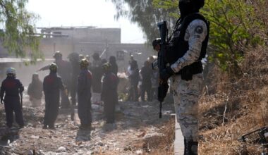 Armed men release video denouncing group searching for missing relatives at site of suspected cartel training camp