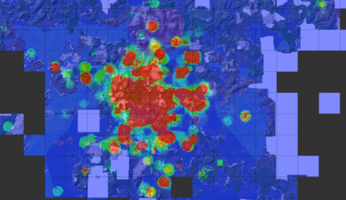 Our Minecraft Server World Map by Total Inhabited Time [OC]