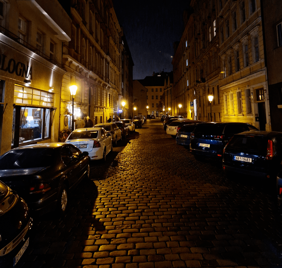 Prague streets at night