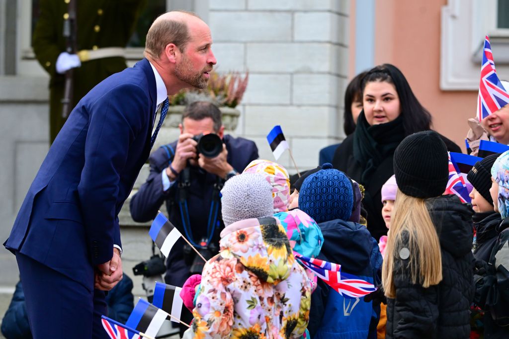 Prince William meeting kindergarten children outside the Presidential Palace