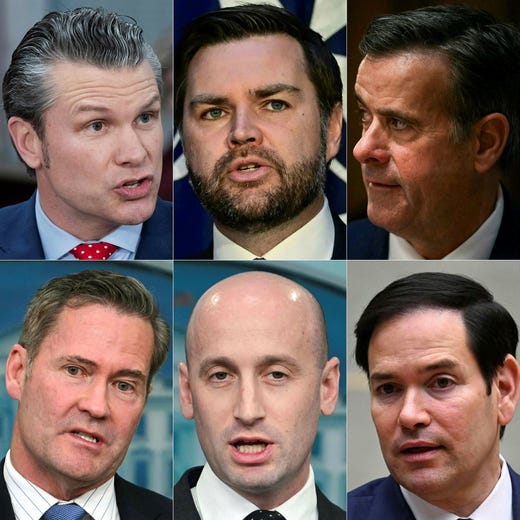De deltog alla i chatten på Signal: försvarsminister Pete Hegseth, vicepresident JD Vance, CIA-chefen John Ratcliffe, säkerhetsrådgivaren Mike Waltz, vice stabschefen Stephen Miller och utrikesminister Marco Rubio.