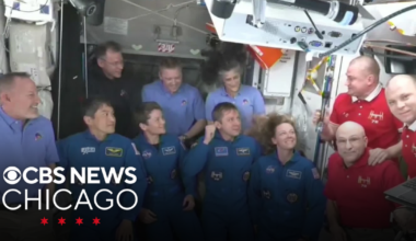Space X Dragon with four Crew 10 members docked at International Space Station