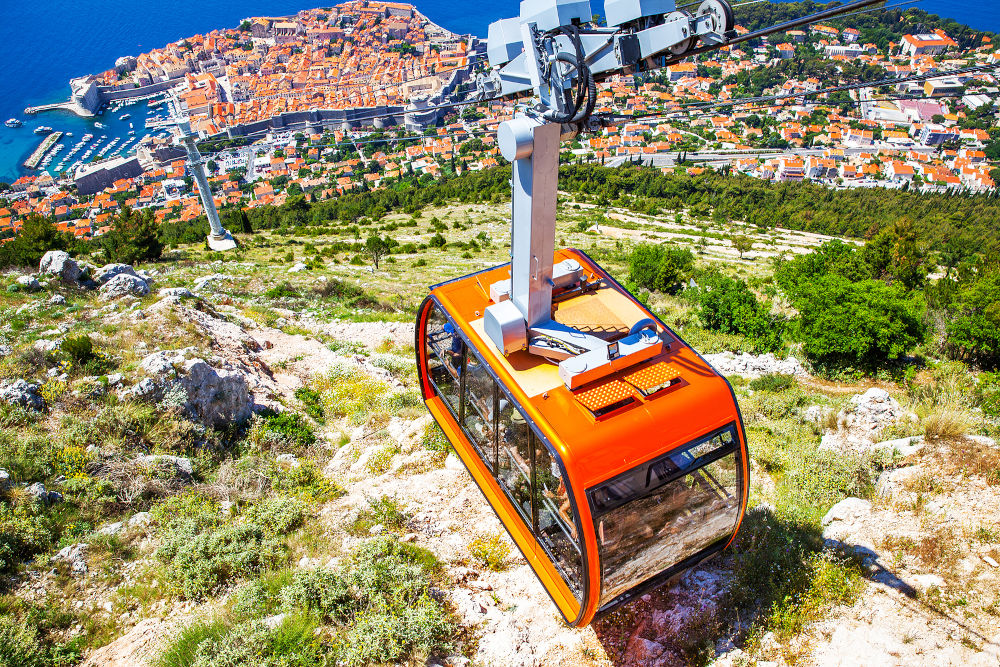 Panoramic view Old town of Dubrovnik from hill, Croatia