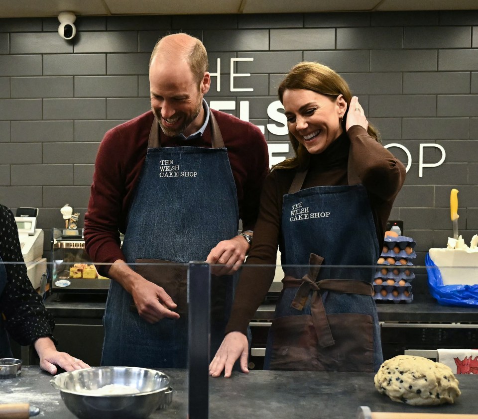 Prince William and Kate Middleton making Welsh cakes.