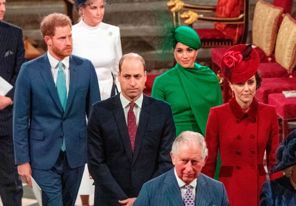 Prince Harry, Meghan Markle, Prince William, Kate Middleton, and Prince Charles leaving Westminster Abbey after the Commonwealth Service.