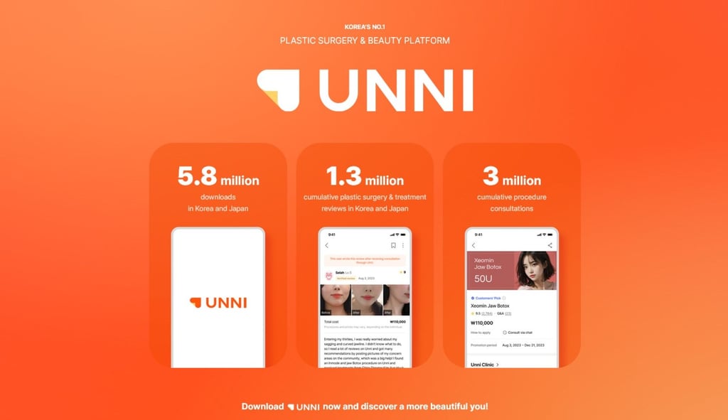 A screenshot of Gangnam Unni, South Korea’s leading beauty and medical information platform. Photo: Handout A screenshot of Gangnam Unni, South Korea’s leading beauty and medical information platform. Photo: Handout
