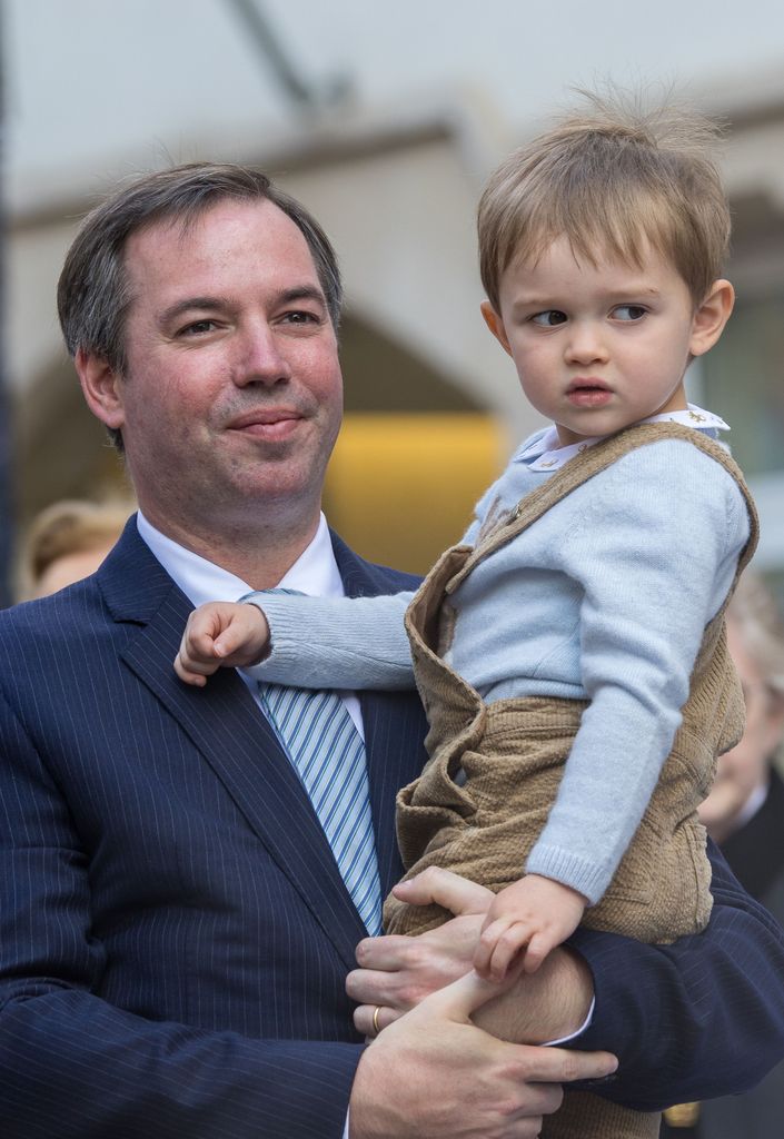 Hereditary Duke Guillaume carrying Prince Charles of Luxembourg