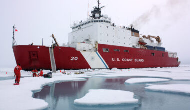 The U.S. Coast Guard Cutter Healy assists a NASA shipborne investigation into climate change in the Chukchi Sea of the Arctic Ocean in 2011. Credit: Kathryn Hansen/NASA
