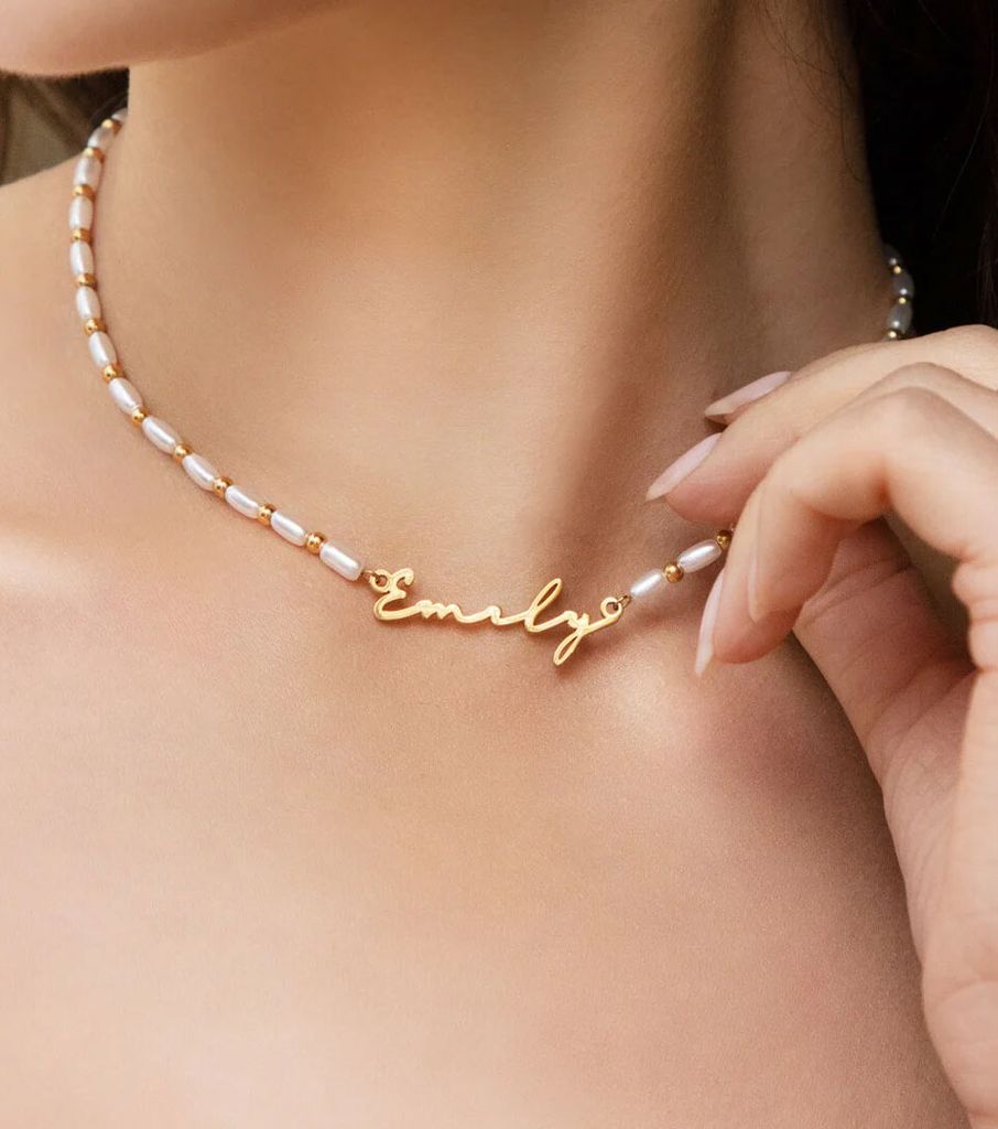 Abbott Lyon Pearl Chain Signature Name Necklace