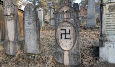 Jewish headstones daubed with swastikas in Slovakia