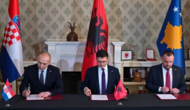 What is the aim of the Declaration on military cooperation between Croatia, Albania and Kosovo?