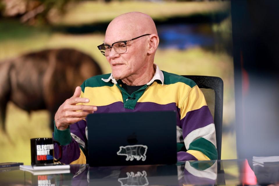 James Carville speaks onstage during Election Night Live With Brian Williams at Amazon Studios on November 05, 2024 (Getty Images for Amazon Studios)