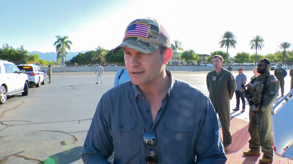 In this still from video, Secretary of Defense Pete Hegseth speaks to the press on March 26. - Pool