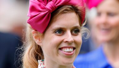 Princess Beatrice is a royal cool girl in funky flared leggings and flowing red hair