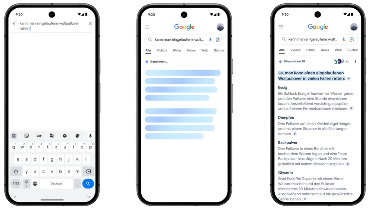 Google bietet nun in Deutschland und Europa "Übersicht mit KI" an