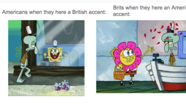 Spongebob is the American, Squidward is the Brit