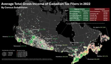 [OC] Map of Average Income across Canada in 2022