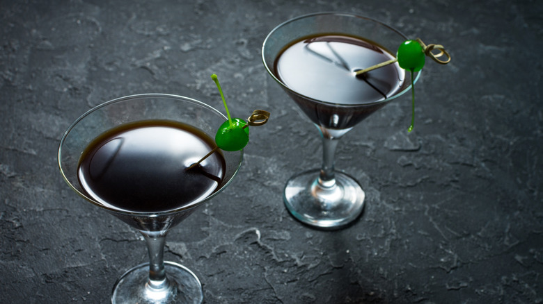 Riga Black Balsam poured in cocktail glasses