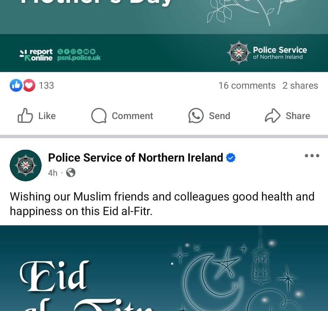 Isn't it nice that the PSNI have to turn their comments off