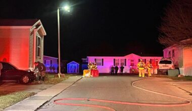 Vehicle strikes two sites in mobile home park near Monroe, natural gas leak results