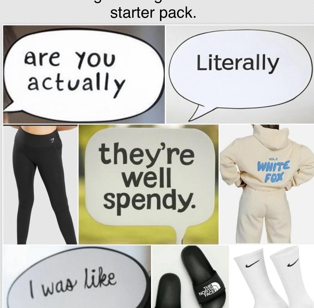 Group of girls in a uk airport wait for a flight to Tenerife starter pack.
