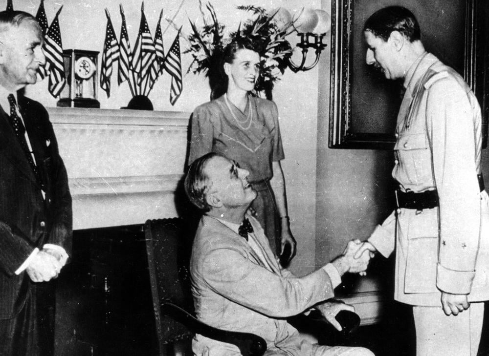 In 1943, Roosevelt allegedly asked De Gaulle, "May I inquire why you are not wearing a suit like everyone else???"