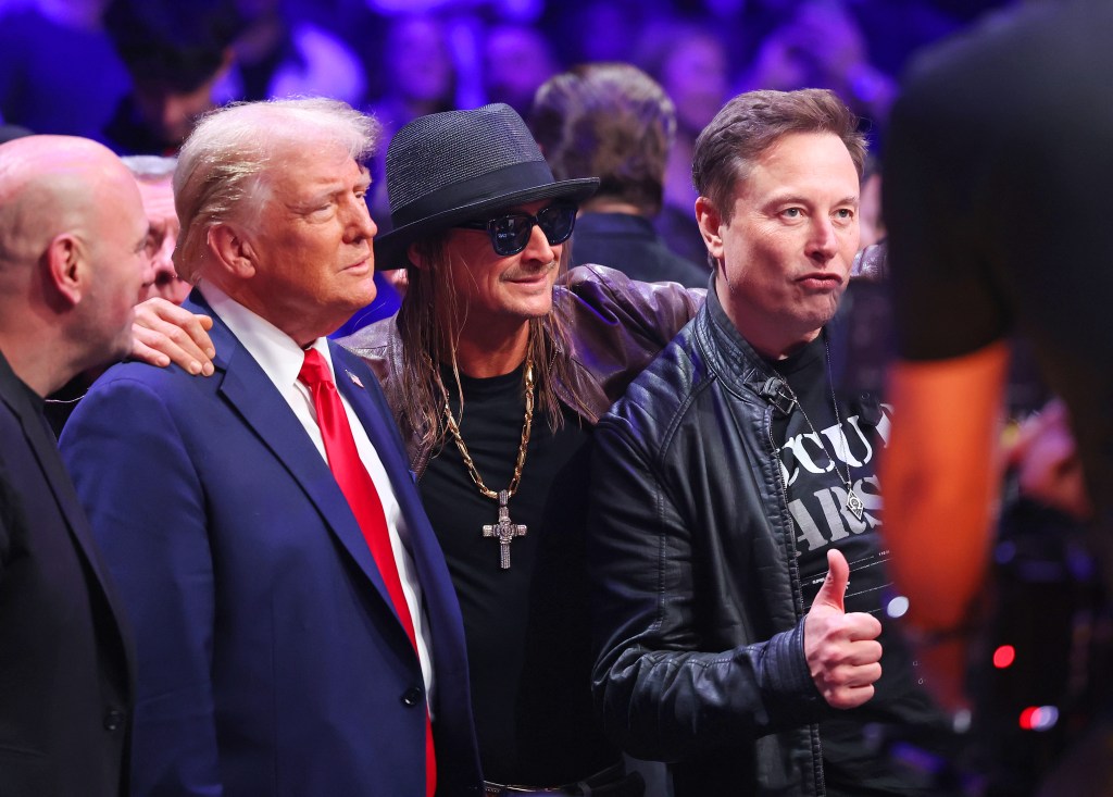 Donald Trump seen with Elon Musk and Kid Rock.