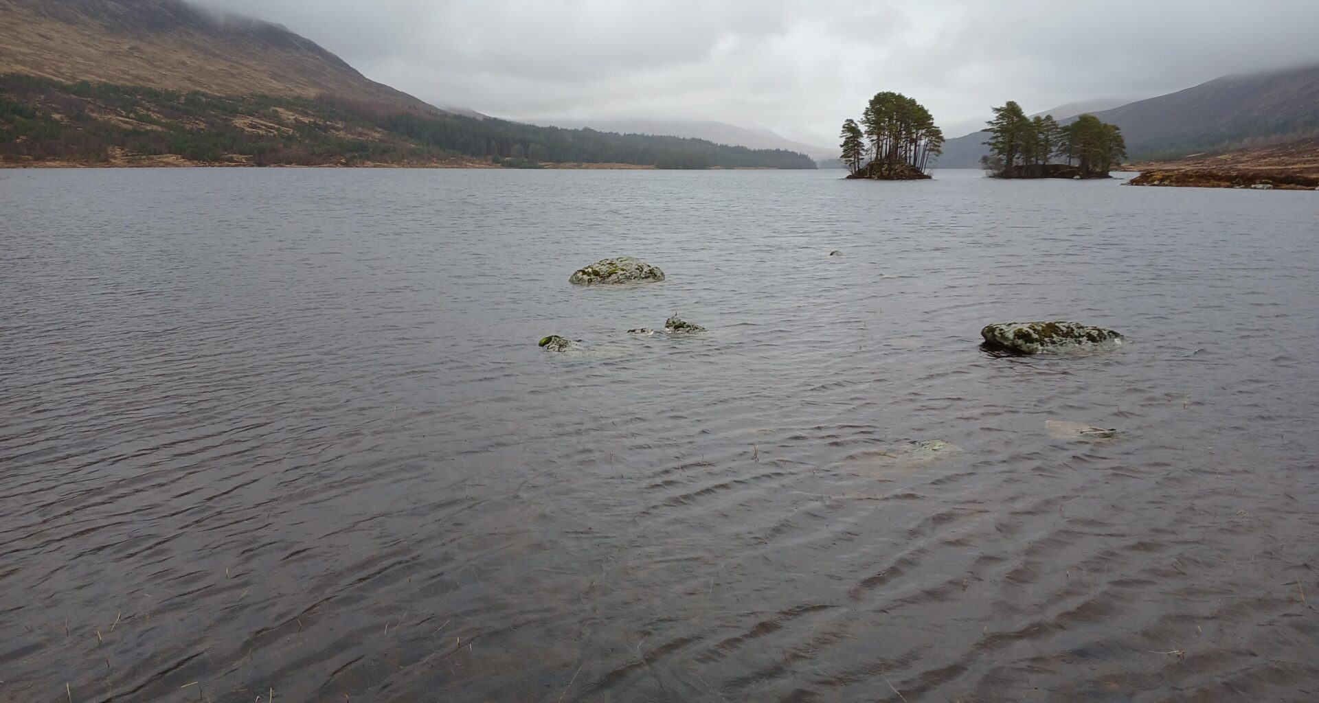 Loch Ossian looking gorgeous, even in the rain