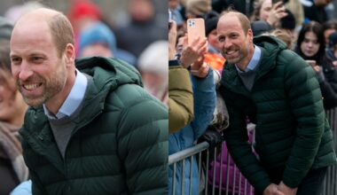 Prince William in Estonia wearing a green Lululemon jacket.
