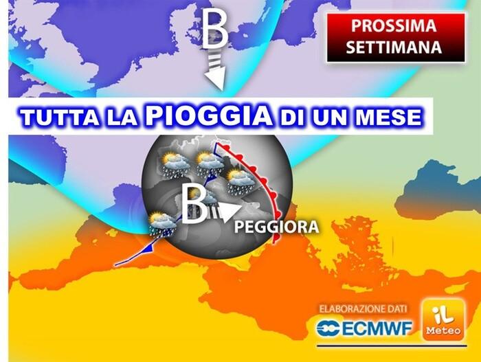 Prossima settimana: forte maltempo sull'Italia