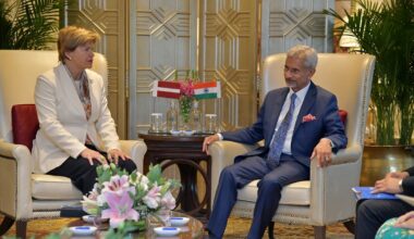 Latvian Foreign Minister Baiba Braže in New Delhi with Indian External Affairs Minister Subrahmanyam...