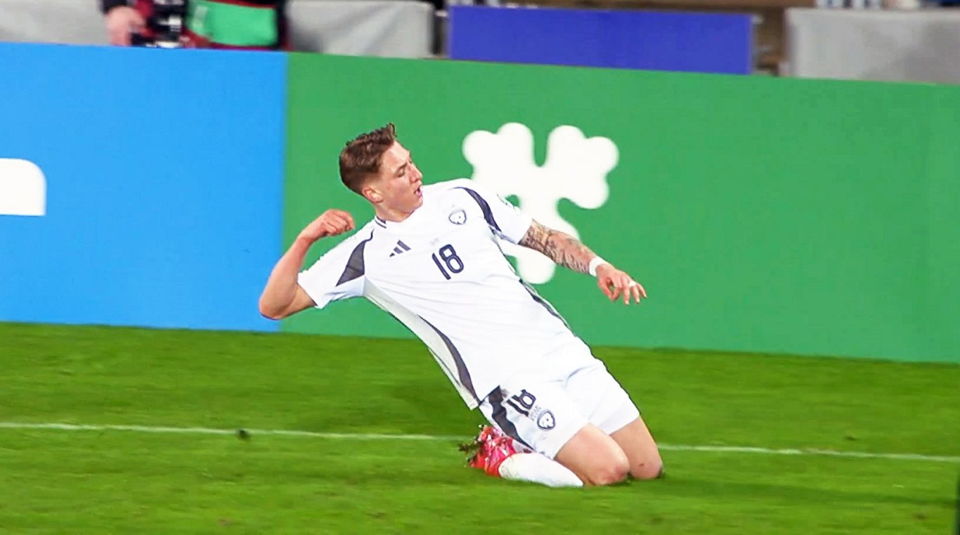 Dario Šits celebrates his winning goal versus Andorra