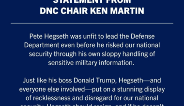 Democrats' statement on the Trump administration making war plans via group chat