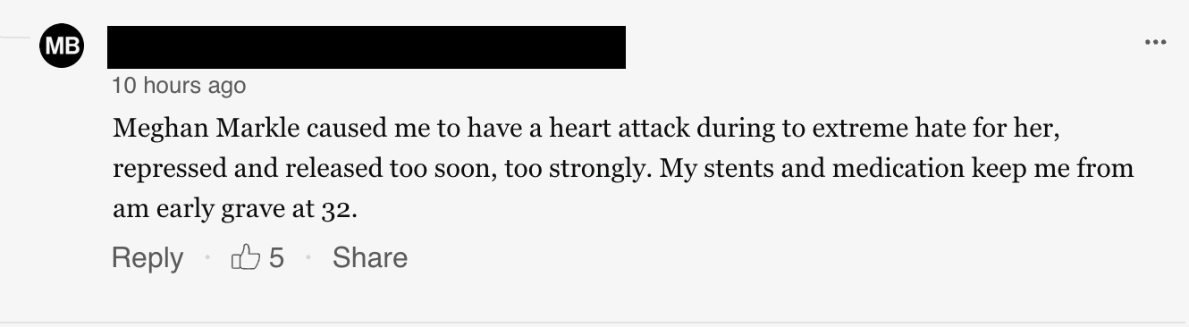 What's the craziest thing you've seen someone say online about Meghan Markle?