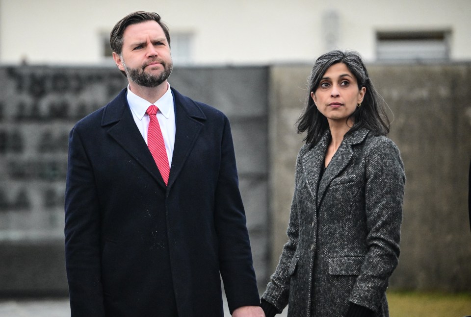 JD Vance and his wife Usha Vance at the Dachau Concentration Camp memorial site.