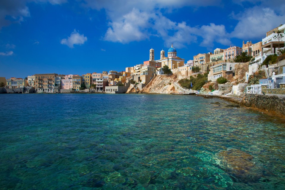 Coastal town on Syros Island, Greece.