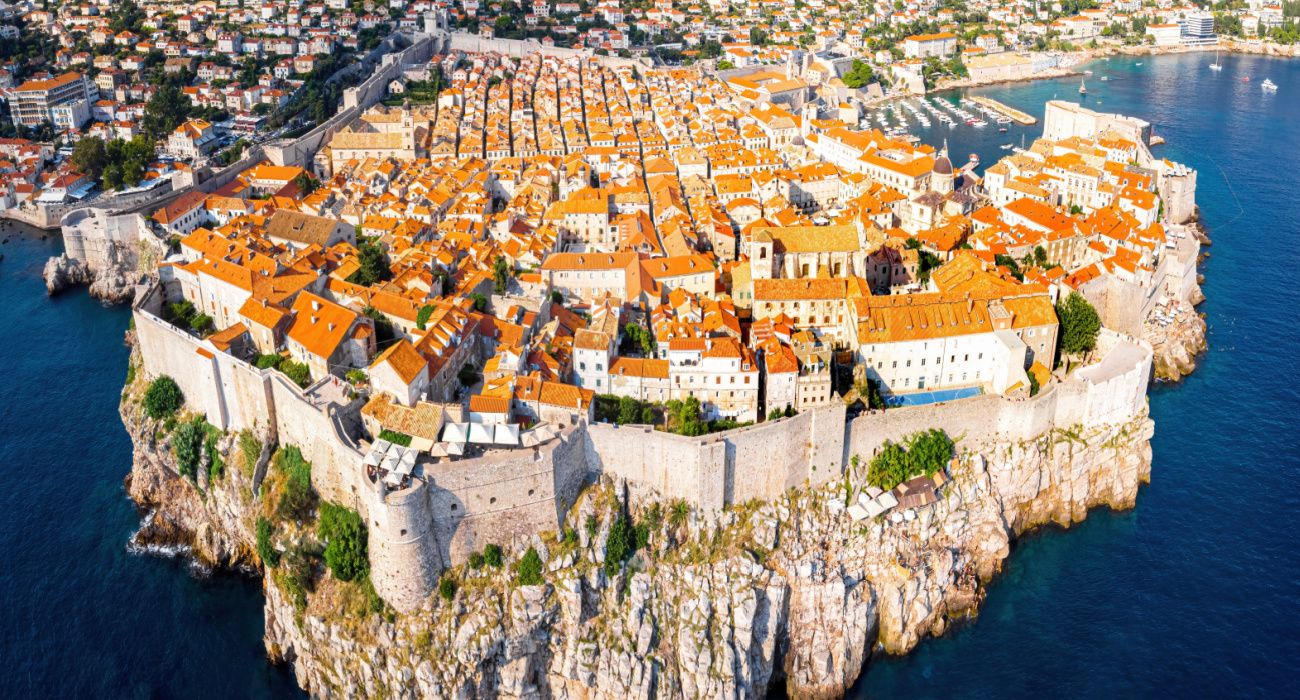 The aerial view of Dubrovnik, a city in southern Croatia