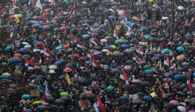 Large crowds converge in Belgrade for protest rally against Serbia's president and government