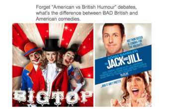 A more interesting discussion. Also, if anyone just uses it as an excuse to talk badly about all American humour and say "there's no difference between good and bad American humour" or something, I will find, shoot you with my American rifle, take you to an American hospital, and you pay the bills.