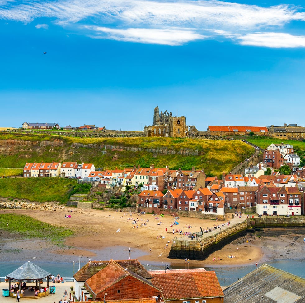 sunshine on whitby town, harbour and abbey