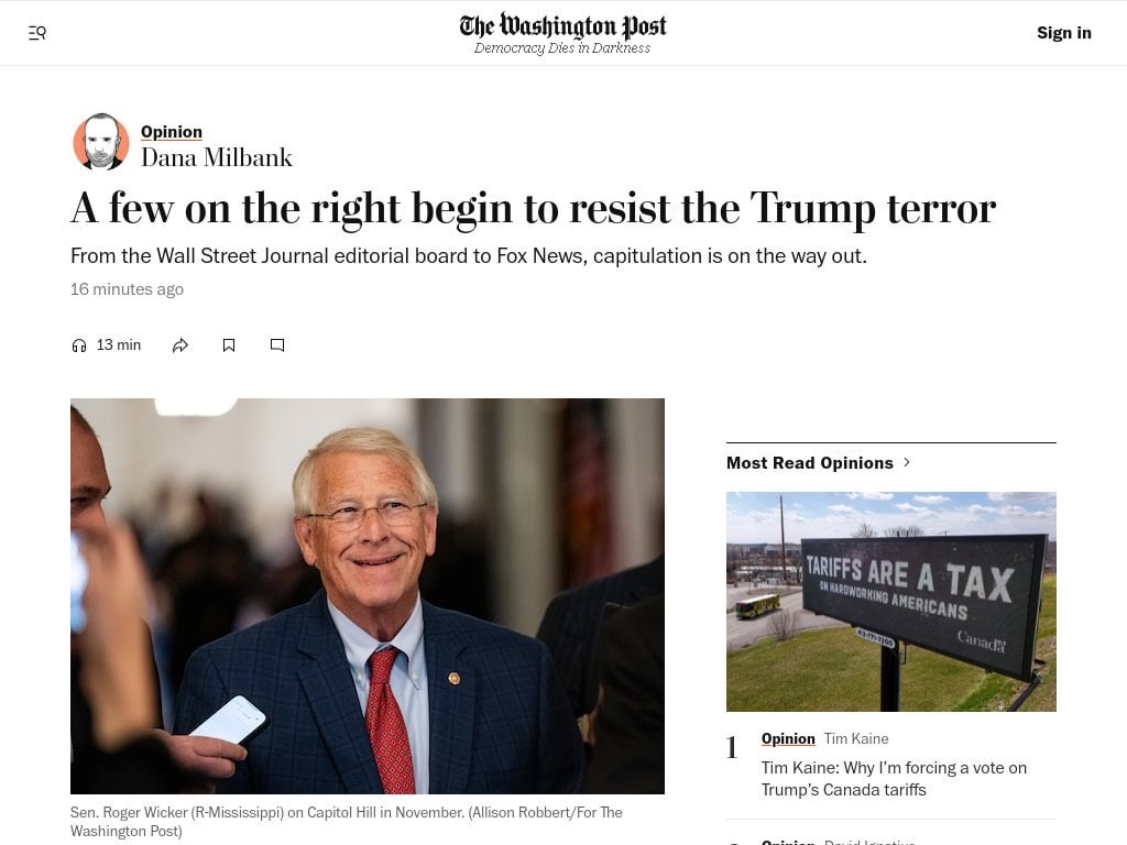 As Trump mayhem spreads, MAGA unity cracks. From the Wall Street Journal editorial board to Fox News, capitulation is on the way out. By Dana Milbank