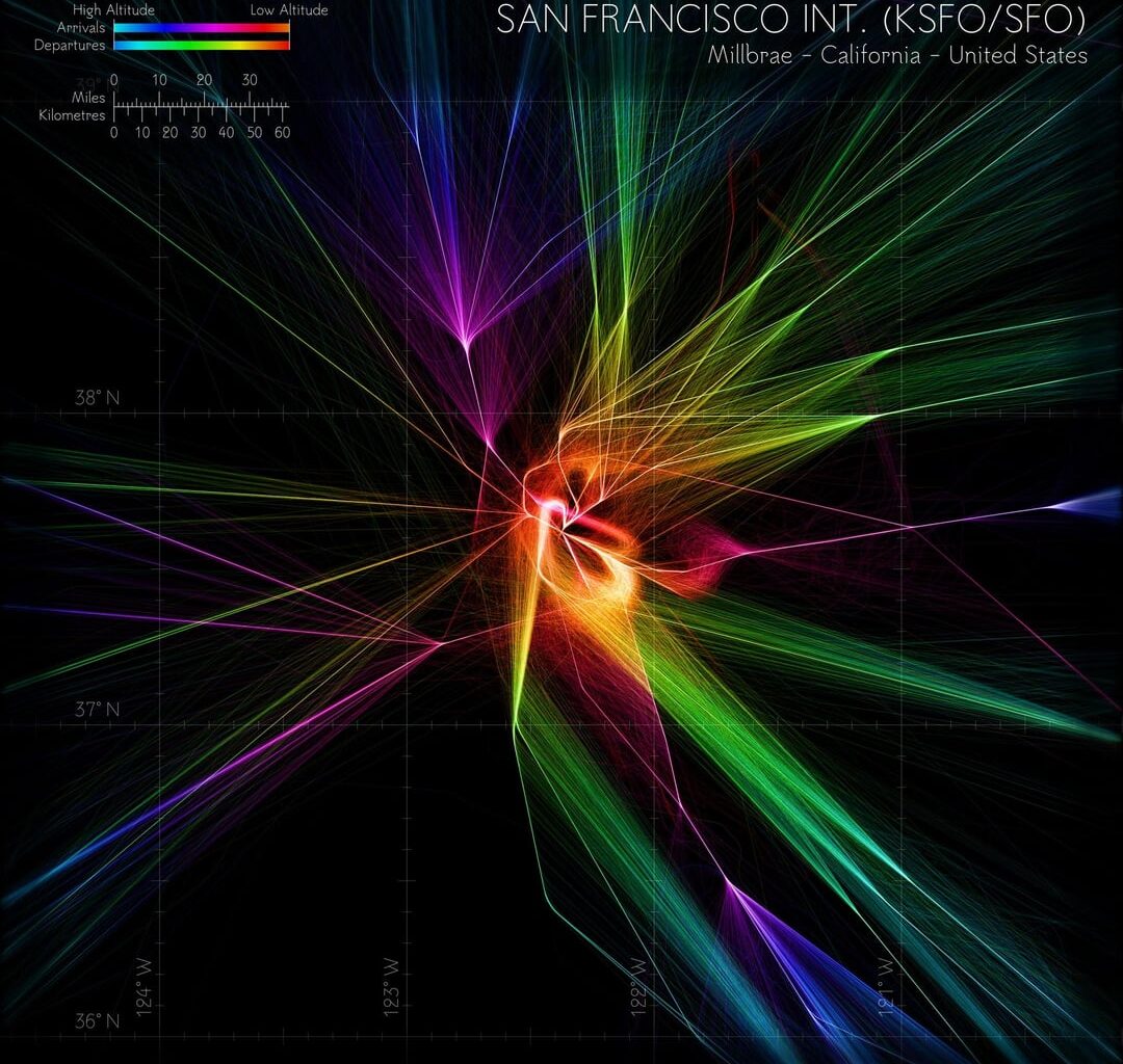 I rendered traffic data from San Francisco International Airport as a heatmap [OC]